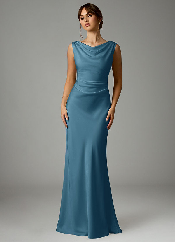 Azazie Kieryn Robes Demoiselle d'honneur Robe Sirène en Satin extensible Plissée Bermude image1