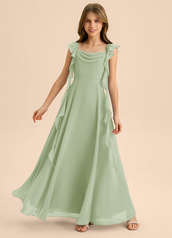 Azazie Carmin Junior Klä av A-Line i Chiffong Rynkad image1