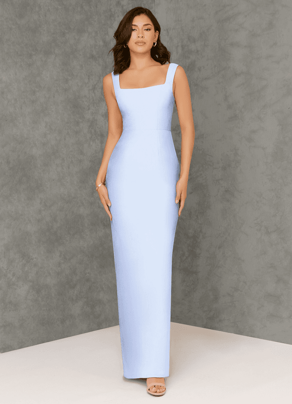 Azazie Flori Bridesmaid Dresses Ice Sheath Square Neckline Chiffon Dress image1