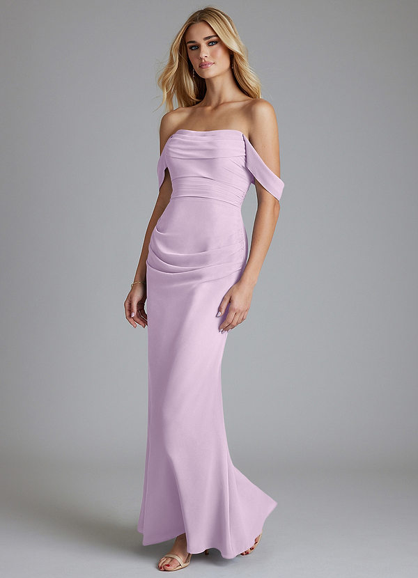 Azazie Luiza Brudtärneklänningar Klä av Sjöjungfru i Chiffong Av axeln Frostad Lila image1