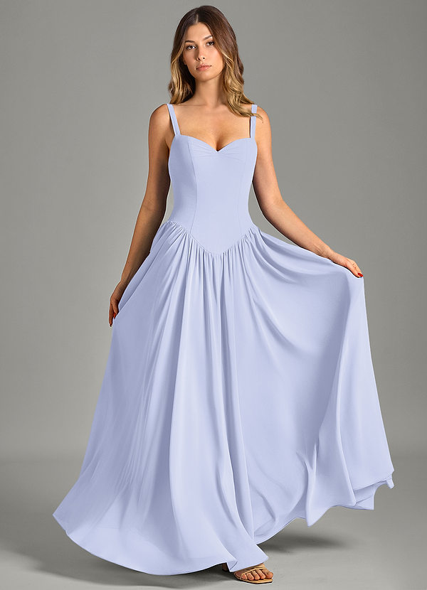 Azazie Evadina Robes Demoiselle d'honneur Robe Trapèze en Mousseline de soie Corset Lavande image1