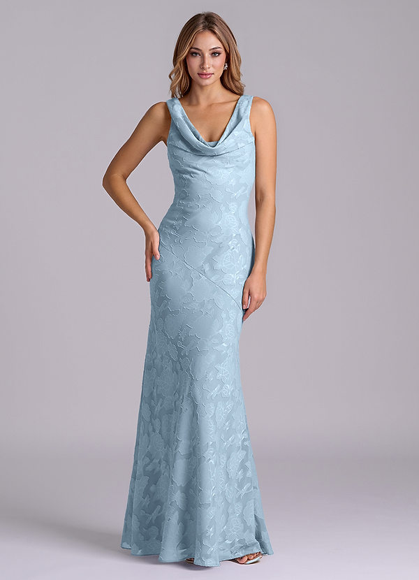 Azazie Rylina Vestidos Dama de Honor Vestido de Azul Cielo de Devorado Floral de Corte Sirena image1