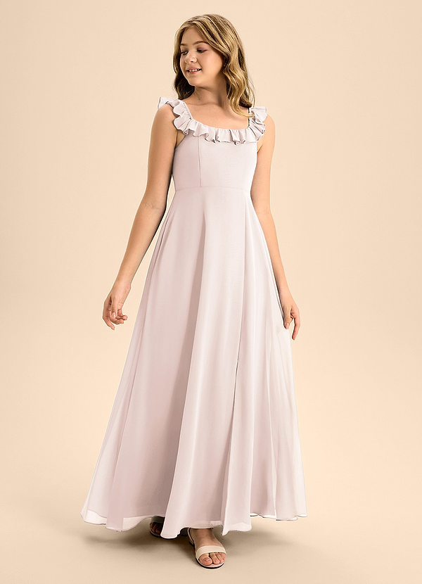 Azazie Callie Junior Rose Petal A-Line Ruched Chiffon Dress image1