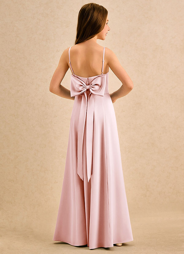 Azazie Chamomile Girls Formal Vestidos de Niña de Flores Vestido de Rosa Rubor de Satén Elástico de Corte en A con Plisado image1