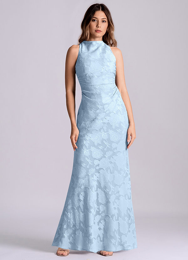 Azazie Evadne Bruidsmeisjes Jurken Jurk van Bloemen Burn-out met Kolom Geplooid Hemelsblauw image1