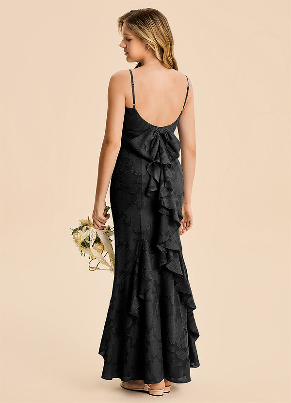 Azazie Lioren Junior Meerjungfrau-Linie Gestreift Blumen-Burnout Kleid Schwarz image1