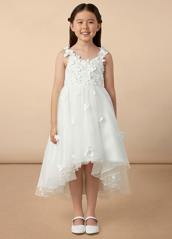 Azazie Ceres Flower Girl Dresses Diamond White Ball-Gown Lace Tulle Dress image1