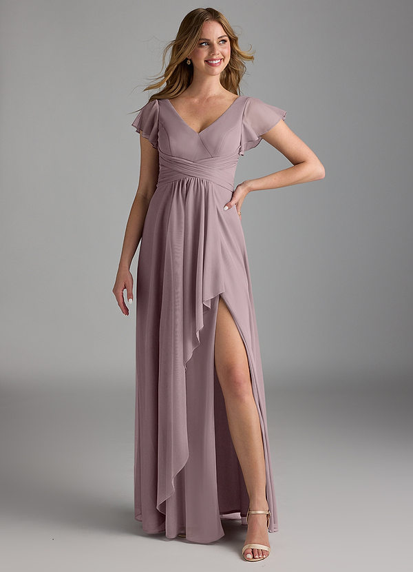 Azazie Omari Bridesmaid Dresses Dusk A-Line Mesh Dress image1