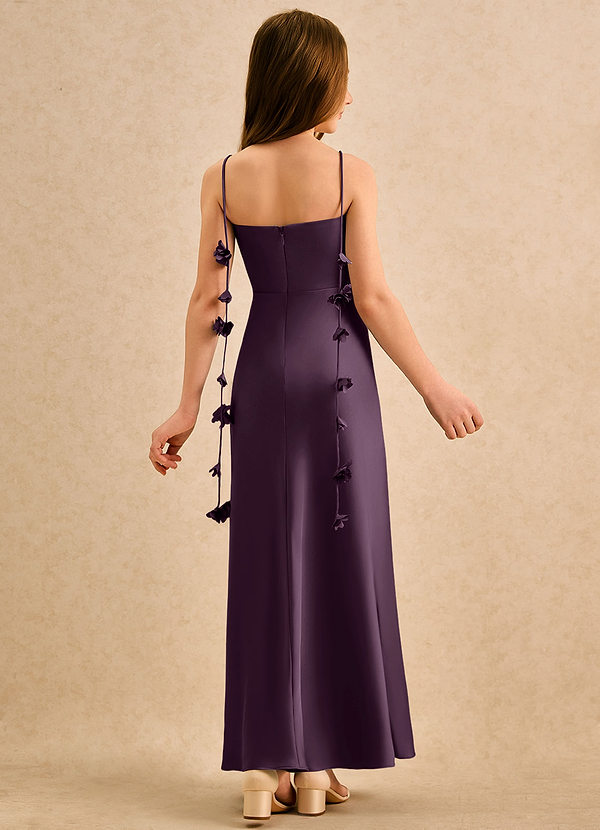 Azazie Kandi Girls Formal Flower Girl Dresses Plum A-Line Sweetheart Neckline Stretch Satin Dress image1