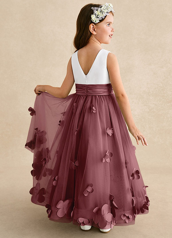 Azazie Vi Flower Girl Dresses Desert Rose A-Line Sleeveless Tulle Dress image1
