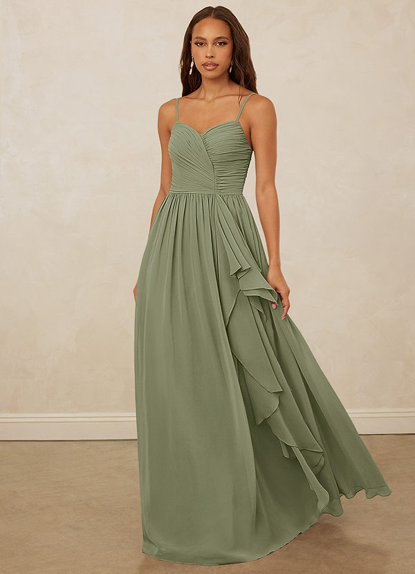 Christian Siriano Bridal for Azazie 1004 Robes Demoiselle d'honneur Robe A-Ligne En Chiffon Drapé Plissé image1