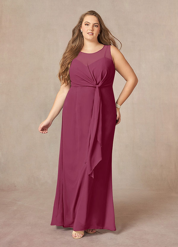 Azazie Marchioness Mother of the Brides Dresses Mulberry A-Line Scoop Pleated Chiffon Dress image1