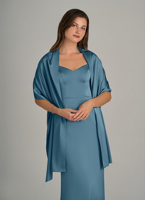 front Azazie Matchande Färg Ireland Stretch Satin Sjal