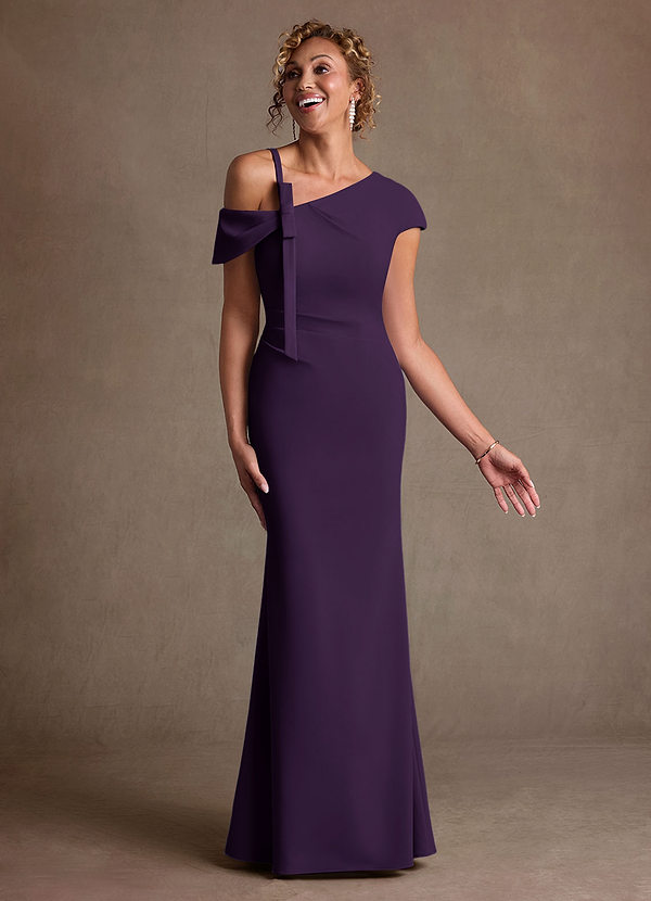 Azazie Rachael Moeder van de Bruid Jurken Kolom Jurk van Stretch crêpe Off the Shoulder Pruim image1