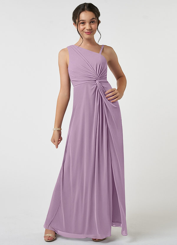 Azazie Brooke Junior Abito A-Line in Maglia Plissettato Glicine image1