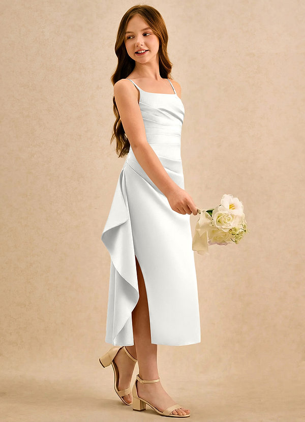 Azazie Canna Girls Formal Klänningar för brudeflicka Klä A-Line i Stretch Satin Plisserad image1