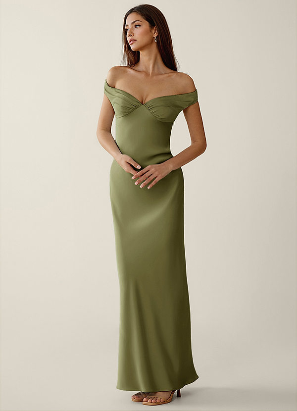 Gwendonme Pistazie Satin-Kristall-Leinen-Abendkleid image1