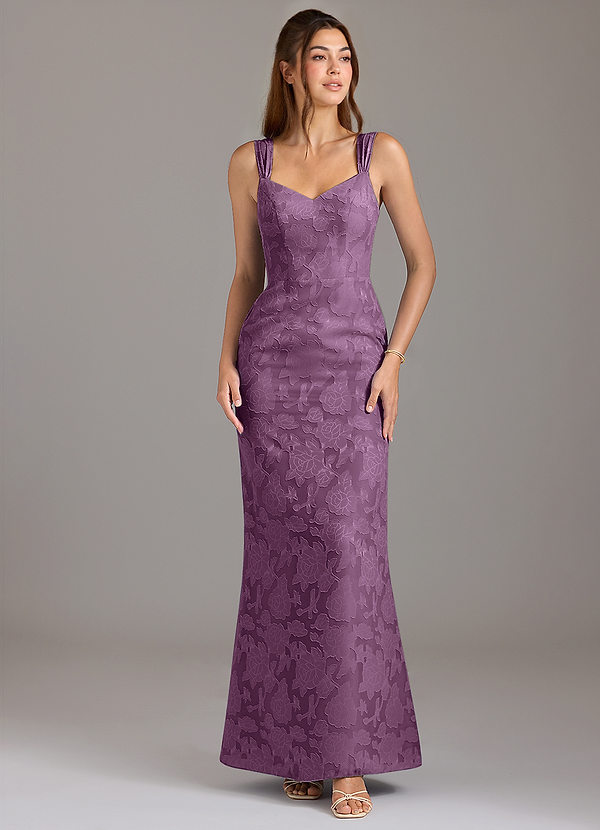 Azazie Denice Bridesmaid Dresses Wisteria Mermaid Pleated Floral Burnout Dress image1