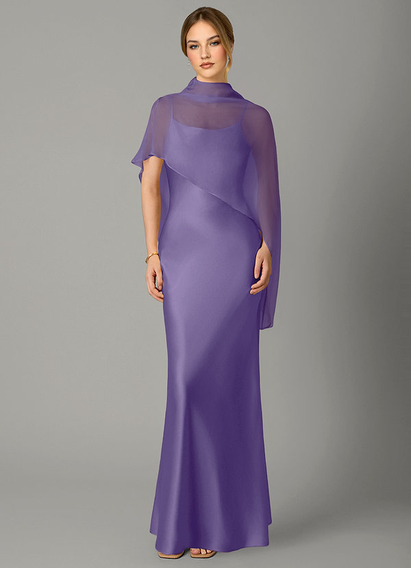 Azazie Jaleesa Bridesmaid Dresses Tahiti A-Line High Neck Stretch Satin Dress image1