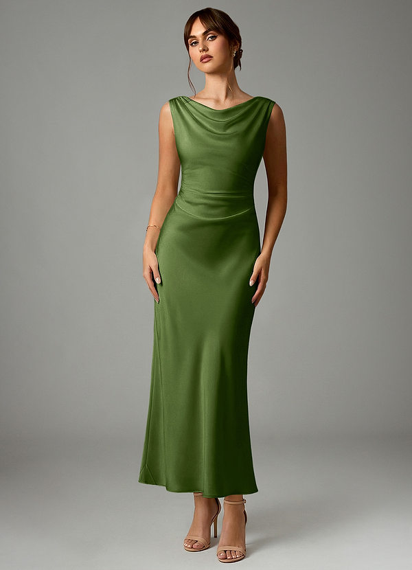 Azazie Kieryn Bridesmaid Dresses Juniper Mermaid Pleated Stretch Satin Dress image1