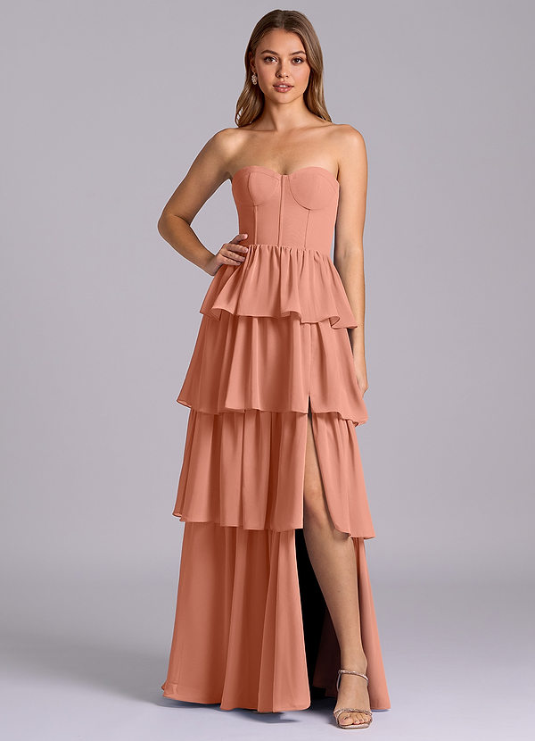 Azazie Faye Vestidos Dama de Honor Vestido de Mai Tai de Gasa de Corte en A con Escote de Corazón image1