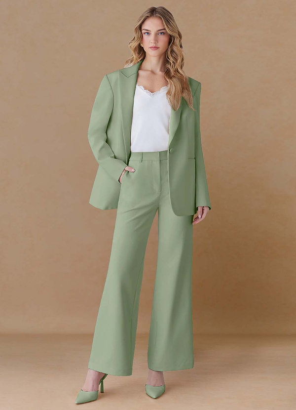 front Amelia Dusty Sage Refined Weave Performance Oversized 2-Piece Suit