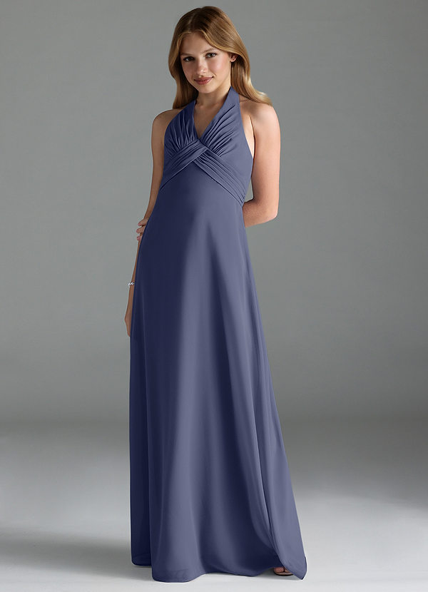 Azazie Tessie Junior Stormy A-Line Pleated Chiffon Dress image1