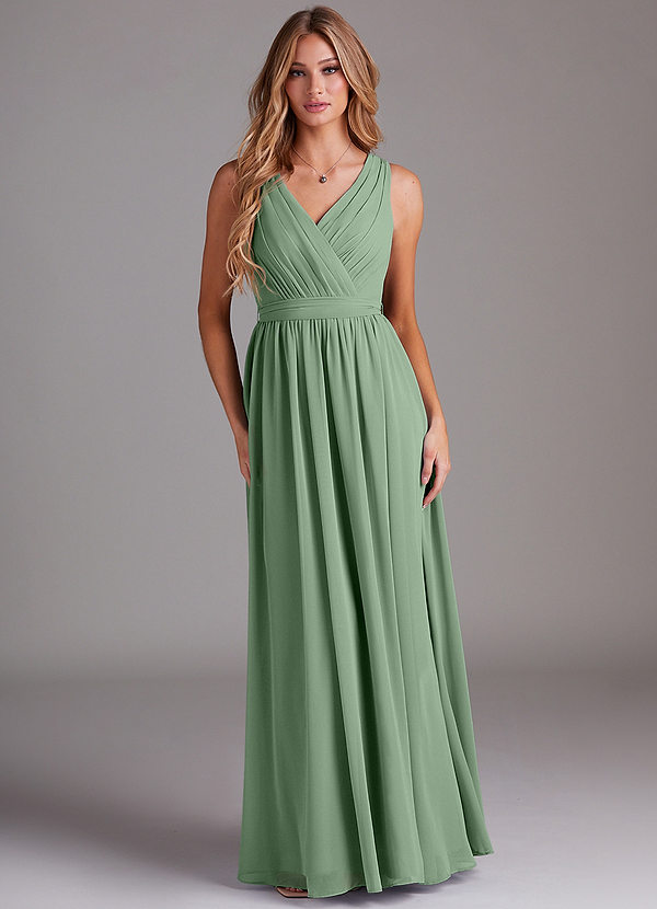 Azazie Kingsley Bridesmaid Dresses Matcha A-Line Lace Chiffon Dress image1