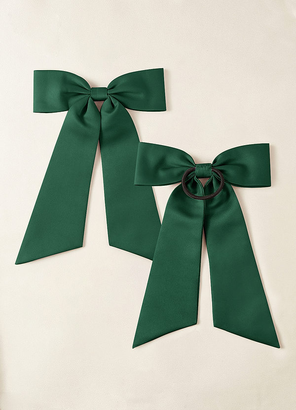front Matching Color Matte Satin Bow Hair Tie Set