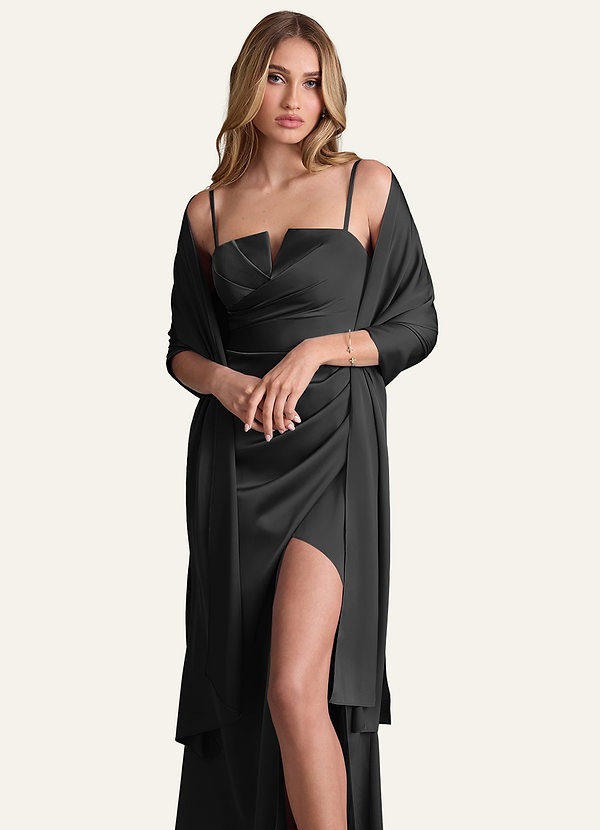 front Azazie Matching Color Stretch Satin Shawl