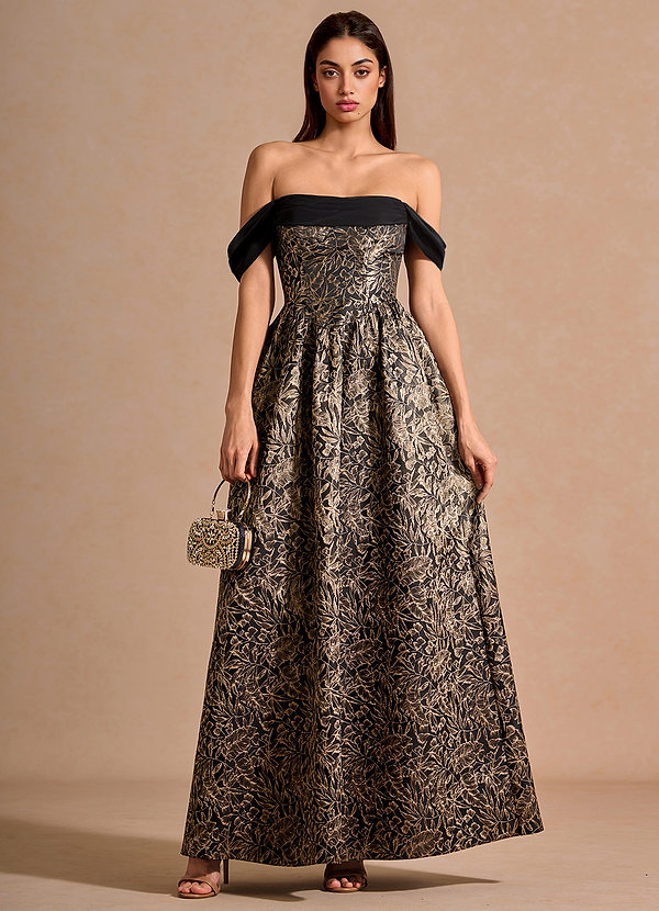 Aadhya Ebony Gold Maxi Dress image1