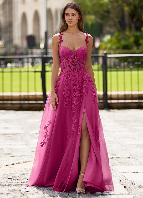 Dreamscape Fúcsia Vestido de baile em linha A image1