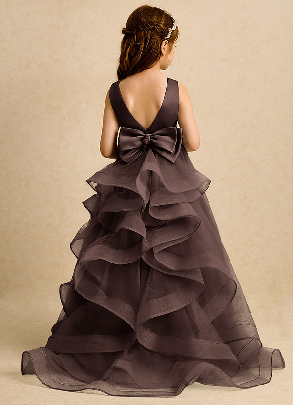 Azazie Lior Vestidos de Niña de Flores Vestido de Ganache de Tul de Corte Princesa con Plisado image1