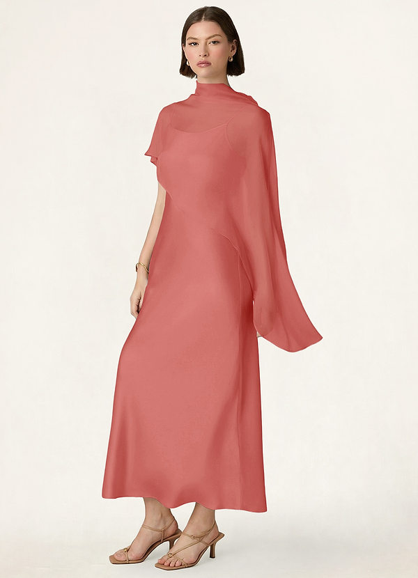 front Azazie Matching Color Chiffon Bias Cut Cape