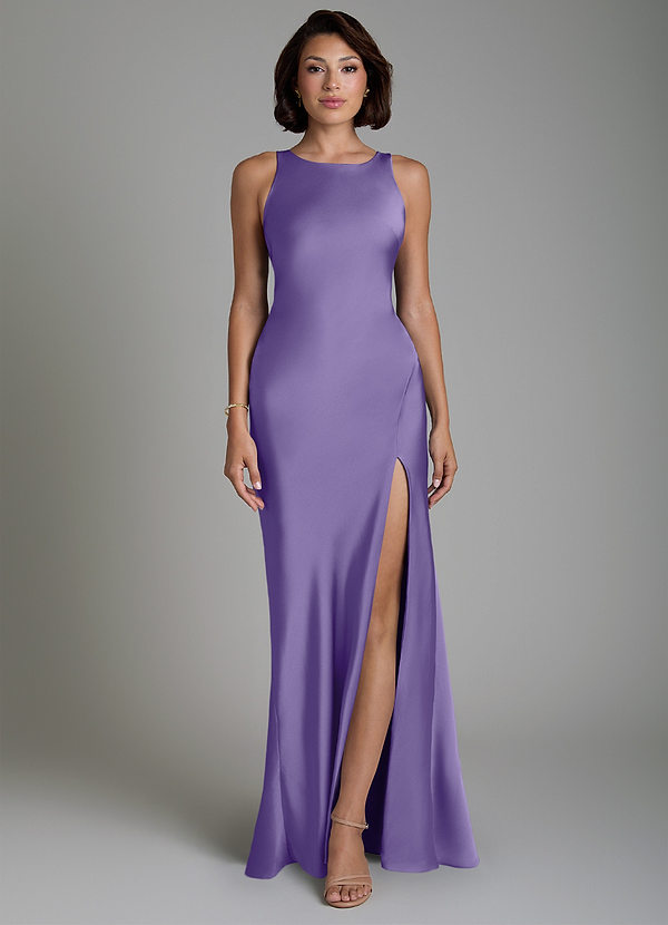Azazie Dariah Bridesmaid Dresses Tahiti Mermaid Side Slit Stretch Satin Dress image1