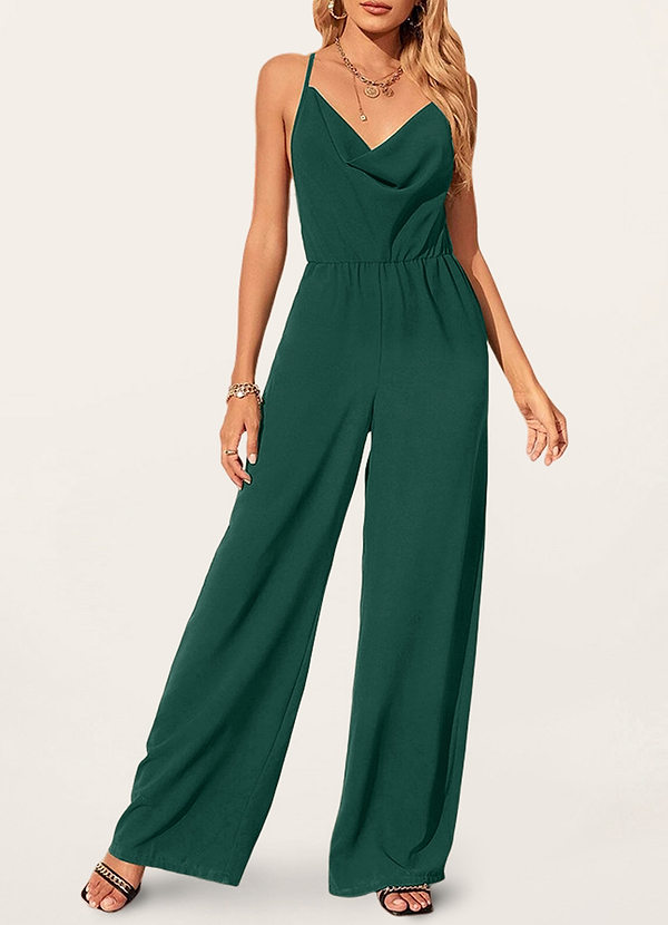 Dark Emerald Galena Dark Emerald Wide Leg Jumpsuit Dresses Azazie 17dfb23e096452945288d46d78282613