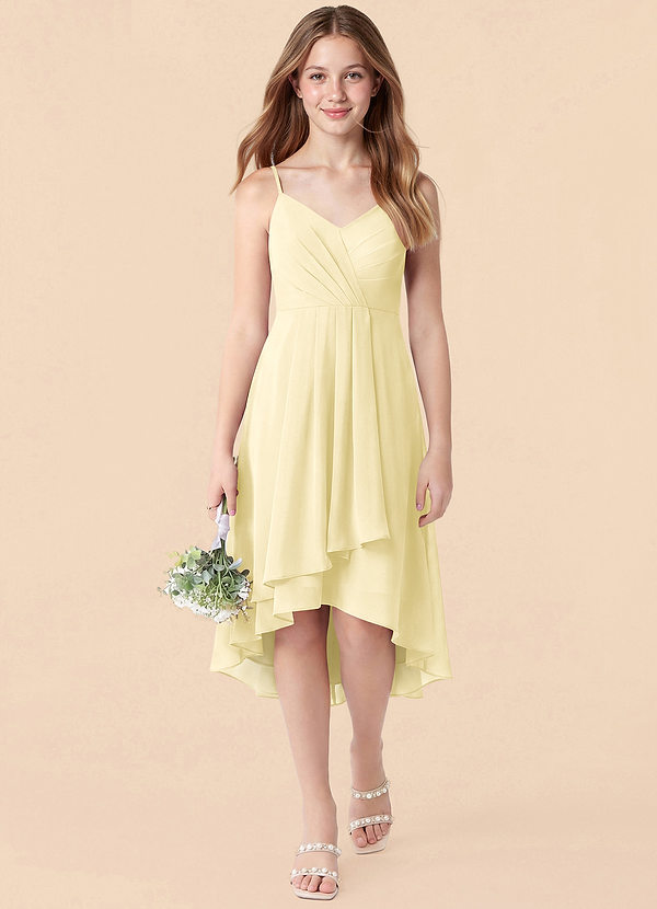 Mariam Junior Lemon Sorbet A-Line Pleated Chiffon Dress image1