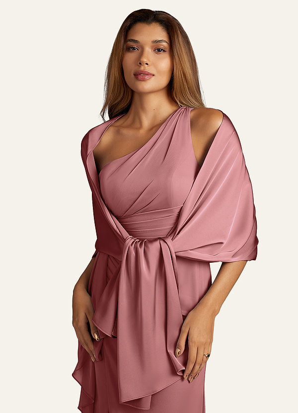 front Azazie Châle En Satin Extensible Aleena De Couleur Assortie