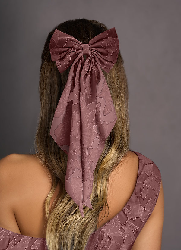 front Matching Color Floral Burnout Bow Hair Clip