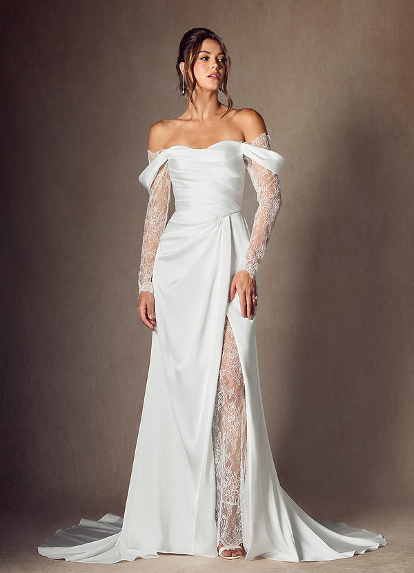 Azazie Alexa Wedding Dresses Diamond White A-Line Sweetheart Neckline Lace Dress image1