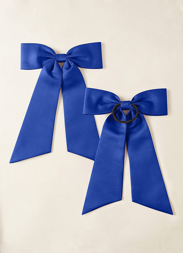 front Matching Color Matte Satin Bow Hair Tie Set
