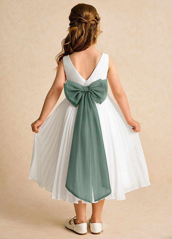 Azazie Margot Flower Girl Dresses Ivory Eucalyptus A-Line Pleated Chiffon Dress image1