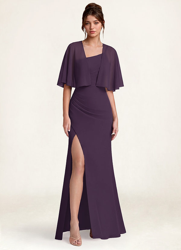 front Azazie Matching Color Chiffon Short Cape Shawl