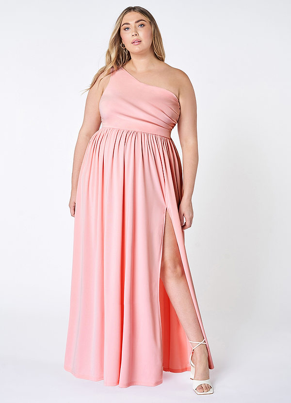 front On The Guest List Blushing Pink One-Shoulder Maxi Dress