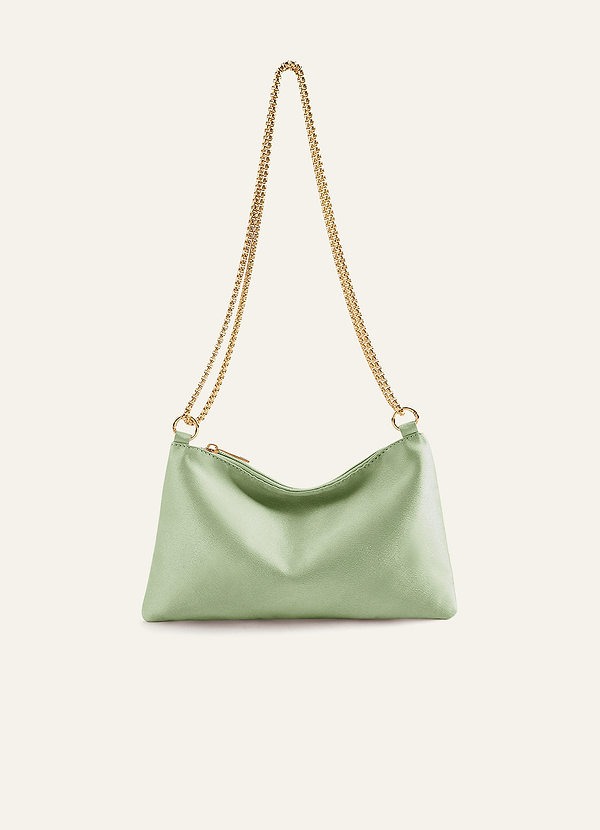 front Sac à bandoulière réglable en satin métallisé de couleur assortie