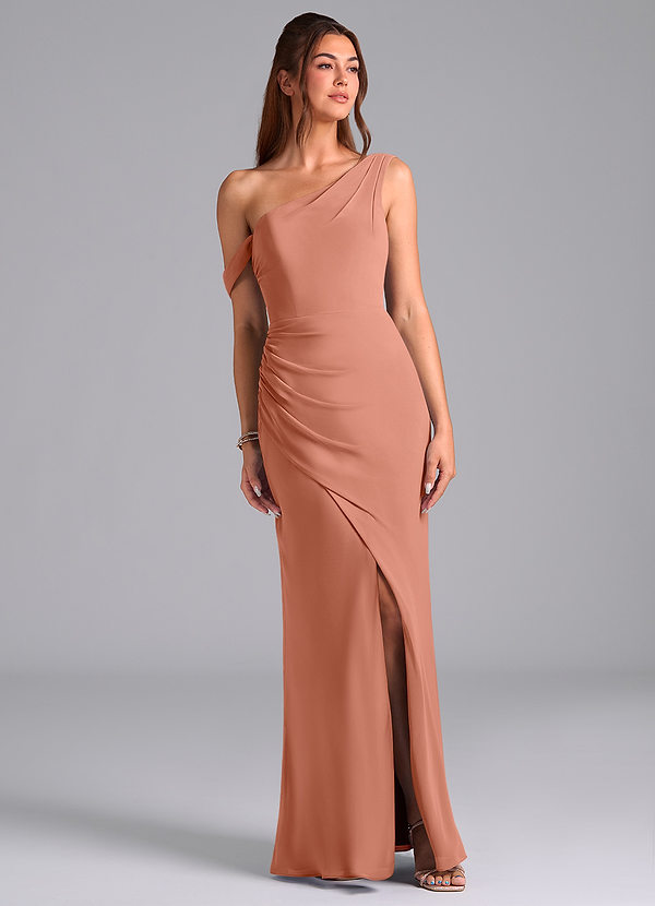 Azazie Madelyn Robes Demoiselle d'honneur Robe Sirène Convertible en Mousseline de soie Ue épaule Mai Tai image1