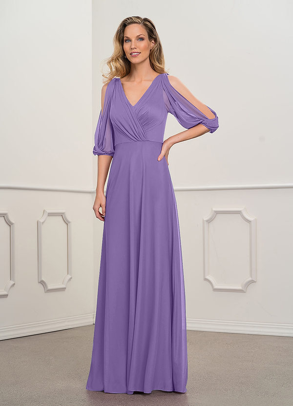 Azazie Henley  Mother of the Brides Dresses A-Line Pleated Mesh Floor-Length Dress image1