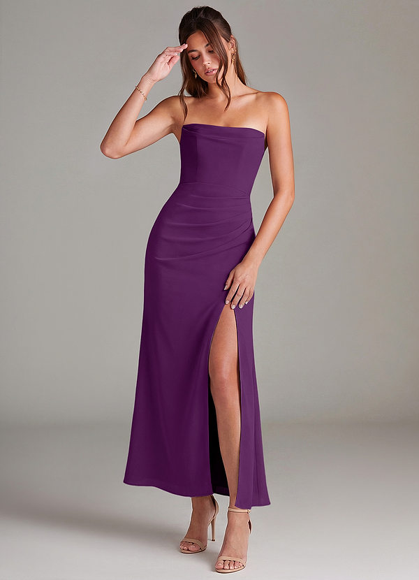 Azazie Leonis Bridesmaid Dresses Grape Mermaid Strapless Chiffon Convertible Dress image1