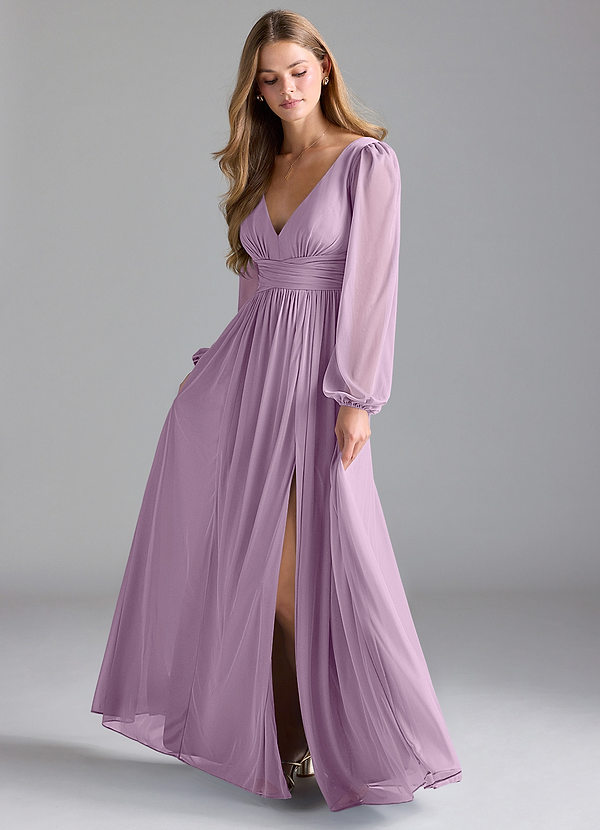 Azazie Norah Bridesmaid Dresses Wisteria A-Line Mesh Dress image1
