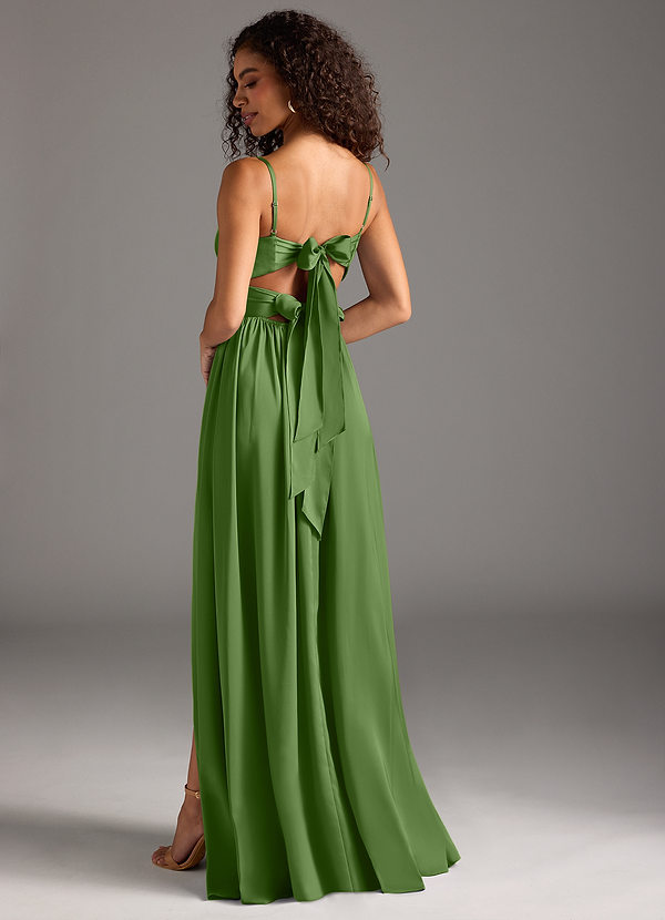 Azazie Zeya Koszorúslány ruhák Sorba áll Rakott Stretch szatén Padlóhosszúság Ruha image1